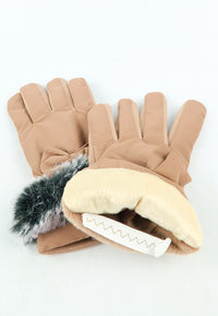 ถุงมือกันหนาว บุขน แต่งโบว์ - Insulated Thermal Down Gloves