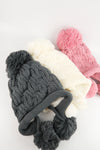 หมวกไหมพรมแต่งลูกตุ้ม บุขนหนาด้านใน - Winter Fleece Lining Beanie Hat with Pom