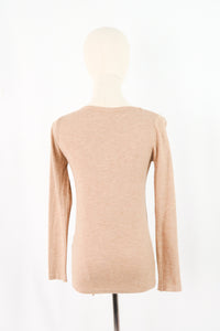 เสื้อไหมพรม เสื้อสเวตเตอร์ แขนยาว รูดหน้า - Women's Basic Round Neck Side Split Loose Long Sleeve Knit Sweater