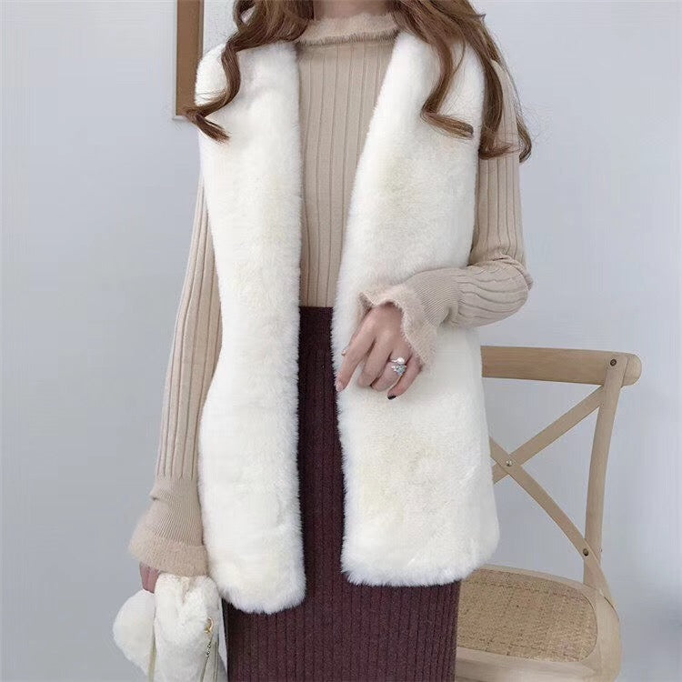 เสื้อกั๊กขนเฟอร์ - Faux Fox Fur Vest