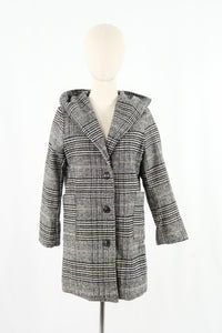 เสื้อโค้ทผ้าทวีตลายสก็อตกันหนาว  - Classic Plaid Double-Breasted Woolen Coat