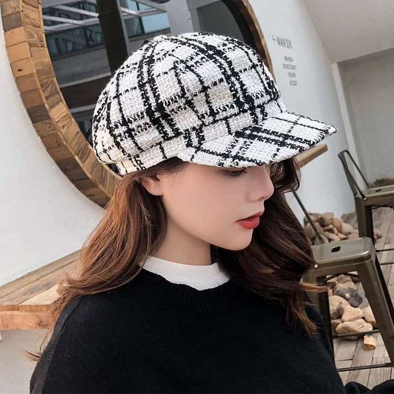 หมวกแฟชั่นผ้าทวีตทรง Cabbie No.203  - Cotton Newsboy Gatsby Apple Cabbie Cap