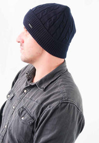 หมวกไหมพรมถักลายเปีย บุขนด้านในสำหรับกันหนาว No.688 - Unisex Cable Knit Fleece Lining Knit Beanie Ski Hat