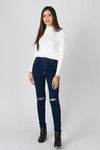 เสื้อไหมพรมคอสูงแขนยาวแบบบาง - Mock Neck Knit Sweater