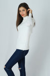 เสื้อไหมพรมคอสูงแขนยาวแบบบาง - Mock Neck Knit Sweater