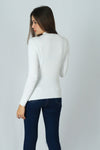 เสื้อไหมพรมคอสูงแขนยาวแบบบาง - Mock Neck Knit Sweater