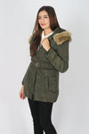 เสื้อโค้ทดาวน์กันหนาว - Windproof Slim Fit Chevron Down Coat With Belt