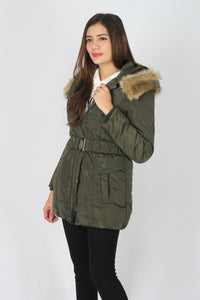 เสื้อโค้ทดาวน์กันหนาว - Windproof Slim Fit Chevron Down Coat With Belt