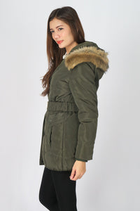 เสื้อโค้ทดาวน์กันหนาว - Windproof Slim Fit Chevron Down Coat With Belt