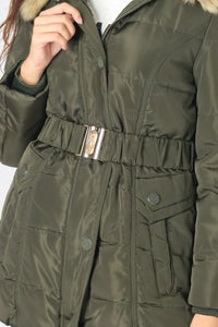 เสื้อโค้ทดาวน์กันหนาว - Windproof Slim Fit Chevron Down Coat With Belt
