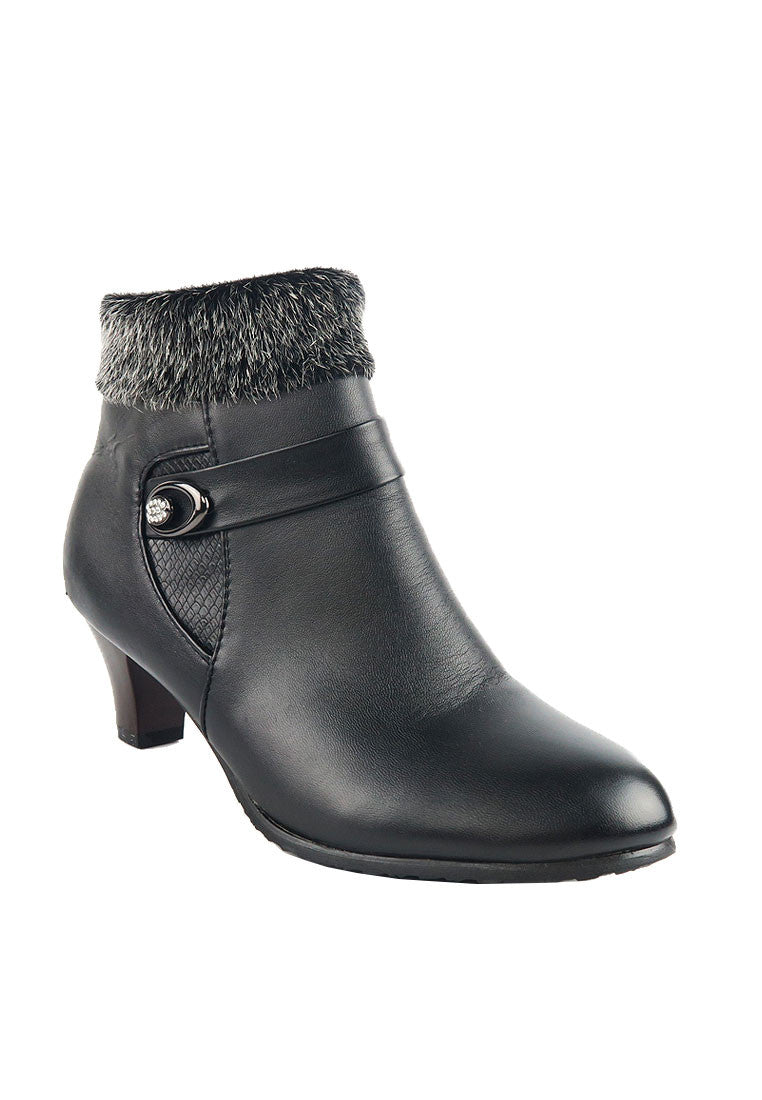 รองเท้าบูทหนังส้นสูง S279 - Genuine Leather Low Heel Ankle Boots