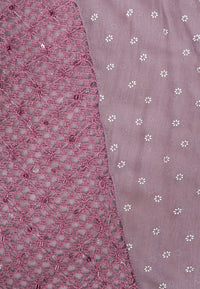 ผ้าพันคอปักลายผสมลายถัก - Shawl Lace Embroidered Scarf