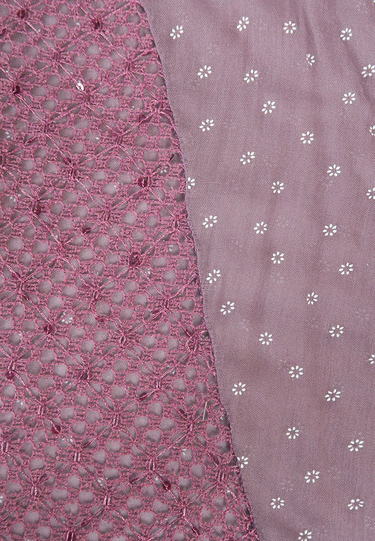 ผ้าพันคอปักลายผสมลายถัก - Shawl Lace Embroidered Scarf