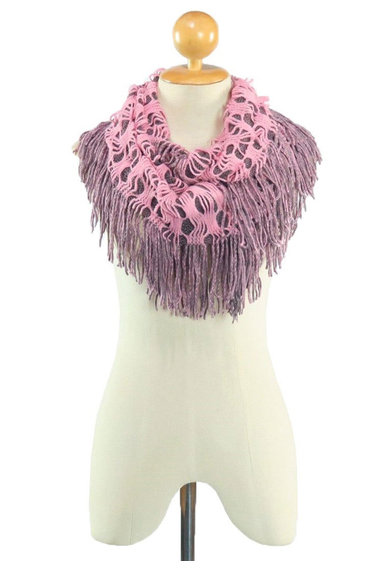 ผ้าพันคอทรงกลมอินฟินิตี้ - Warm Knit Infinity Scarf With Tassels