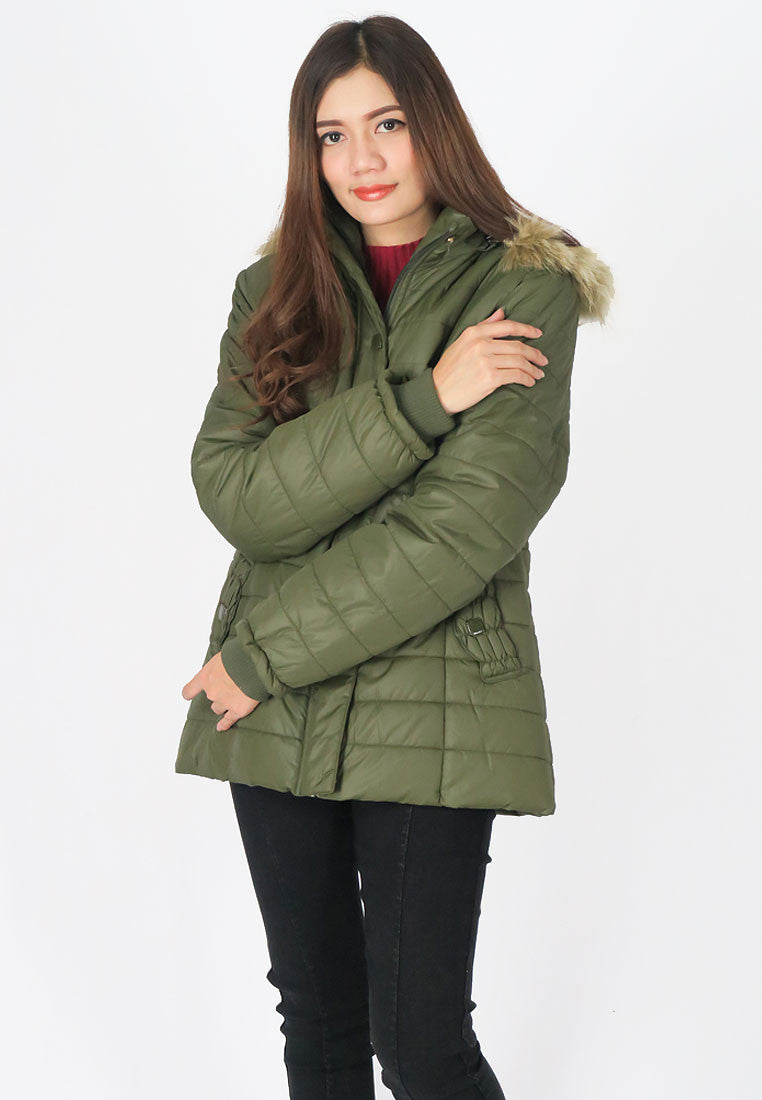 เสื้อโค้ทดาวน์ไลท์กันหนาวมีฮู้ด - Lightweight Hooded Down Jacket