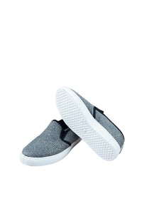 รองเท้าผ้าใบ กลิตเตอร์  -  Glitter Canvas Platform Slip-On Flats Shoes