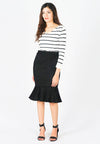 กระโปรงเอวสูงชายระบาย  - Slim Elastic High Waist Flounce Skirt