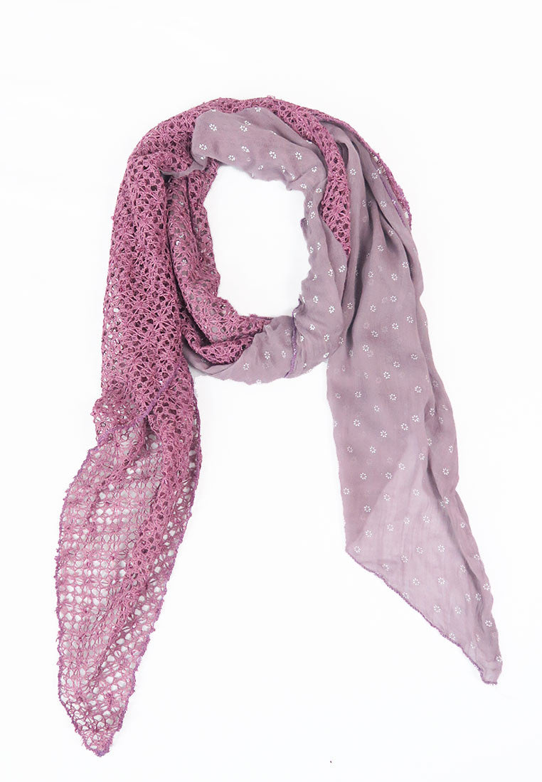 ผ้าพันคอปักลายผสมลายถัก - Shawl Lace Embroidered Scarf