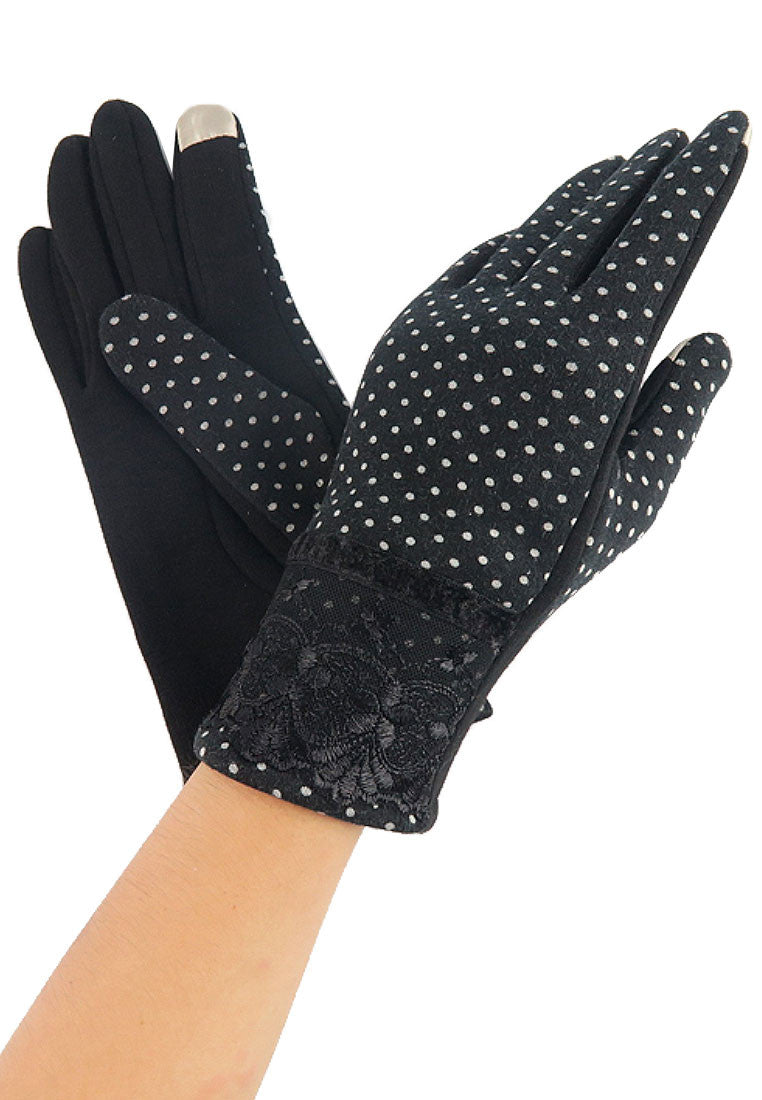 ถุงมือผ้าวูลกันหนาวทัชสกรีนลายจุด - Polka Touchscreen Fleece Gloves