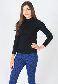 เสื้อไหมพรมสเวตเตอร์ผ้าแคชเมียร์ - Modern Ribbed Mockneck Soft Cashmere Sweater