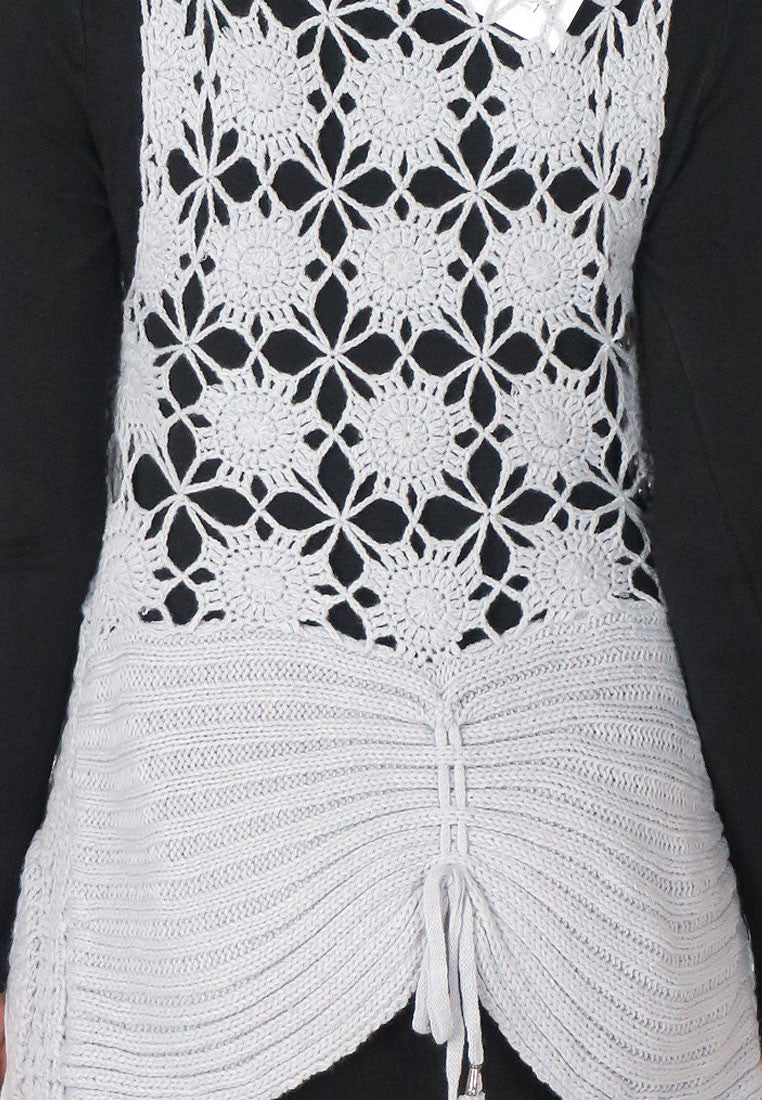 เสื้อคลุมไหมพรม - Open Front Cable Knit Cardigan