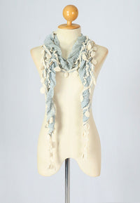 ผ้าพันคอแต่งพู่ลูกไม้ - Tassel Leafy Lace Scarf