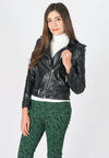 เสื้อแจ็กเก็ตหลังคาดเข็มขัด - Rider PU Belted Biker Jacket