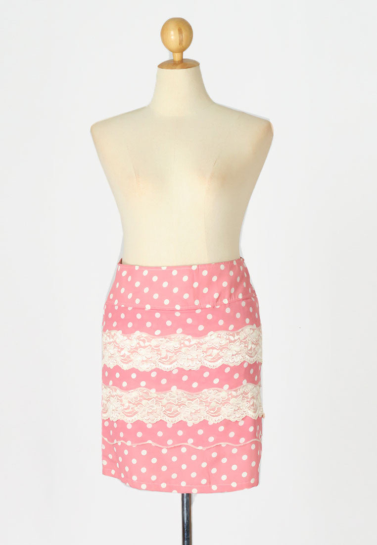 กระโปรงทรงดินสอลายจุด - Short Pencil Polka Dot Skirt