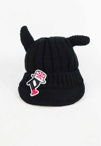 หมวกไหมพรม หมวกแก็ปไหมพรม สำหรับเด็ก - Winter Monster Eyes Visor Knit Hat for Boys and Girls