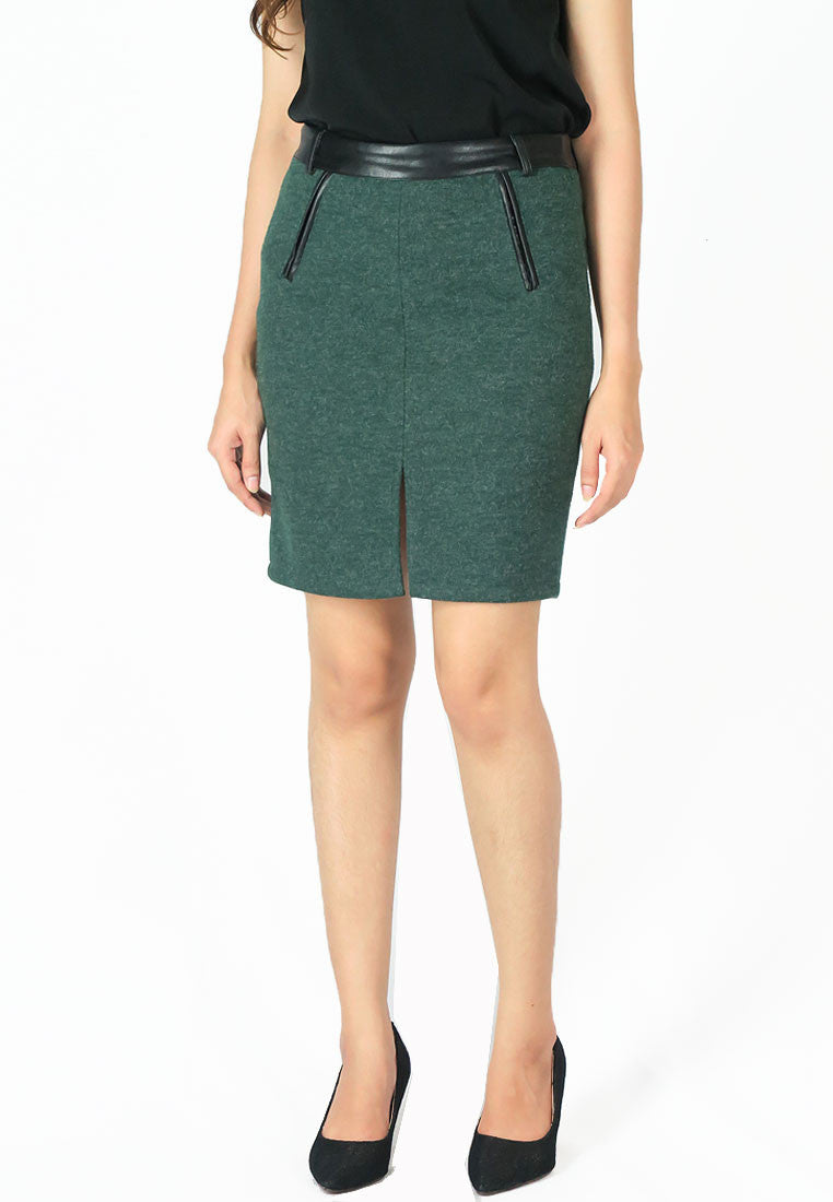 กระโปรงสั้นทรงดินสอ - Wool Pencil Mini Skirt