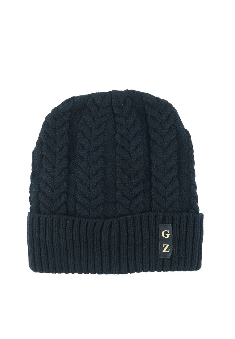 หมวกไหมพรมถักลายเปีย บุขนด้านใน H012- Unisex Cable Knit Fleece Lining Knit Beanie Ski Hat