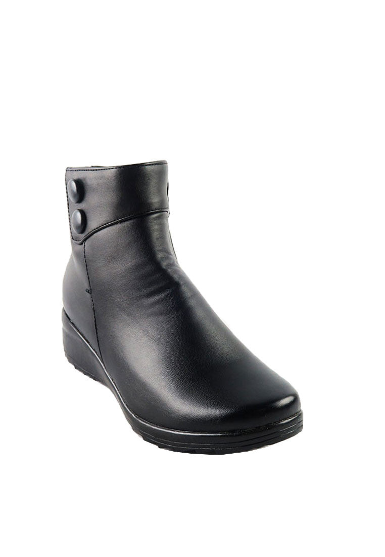 รองเท้าบูทหนัง B06 - Faux Fur Patent Leather Ankle Boots