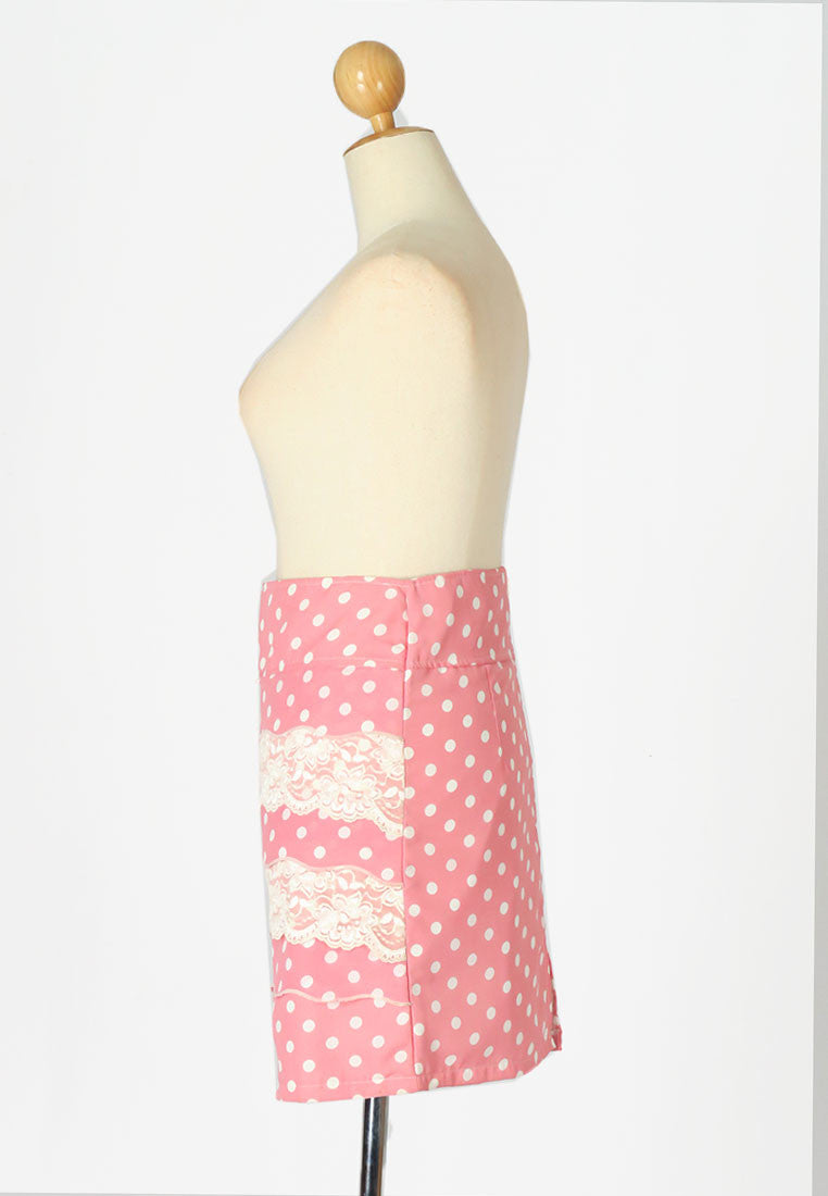 กระโปรงทรงดินสอลายจุด - Short Pencil Polka Dot Skirt