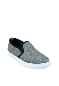 รองเท้าผ้าใบ กลิตเตอร์  -  Glitter Canvas Platform Slip-On Flats Shoes