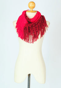ผ้าพันคอไหมพรมทรงอินฟินิตี้ทูโทน - Warm Knit Infinity Scarf With Tassels