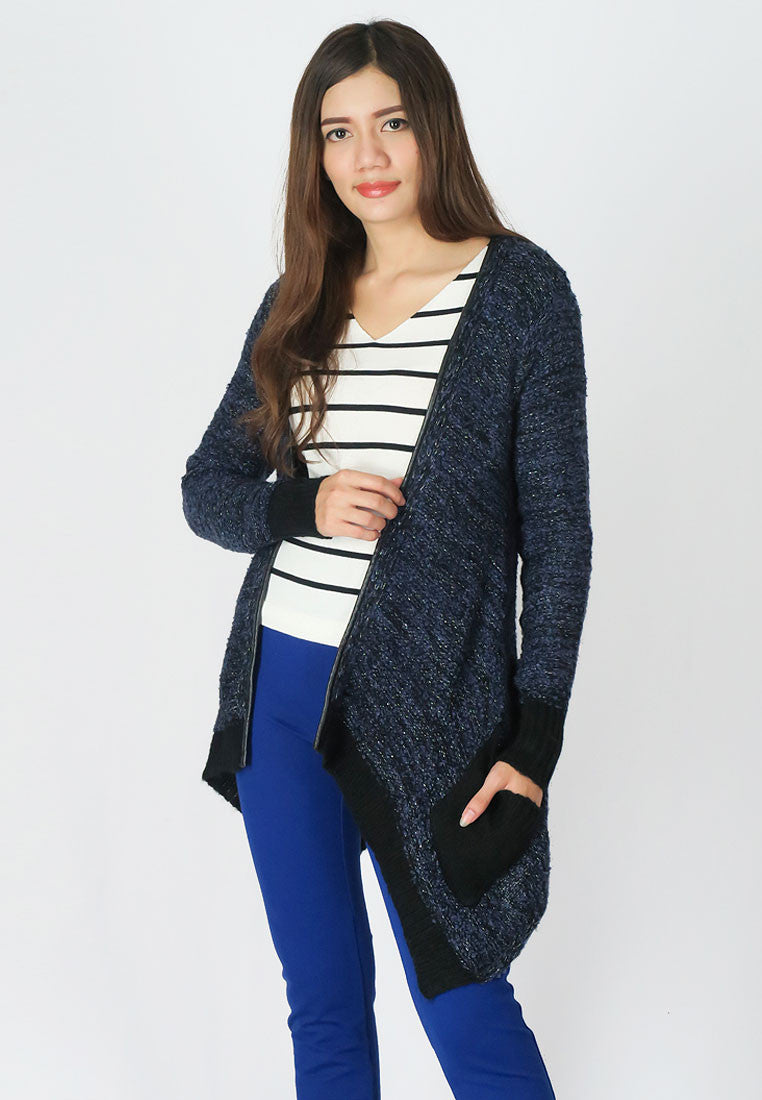 เสื้อคลุมไหมพรม - Open Front Cable Knit Cardigan