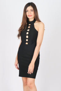 เดรสเข้ารูป - Sleeveless Choker Bodycon Midi Dress