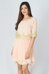 เดรสคอกลมเเขนสามส่วน - Chiffon Dress