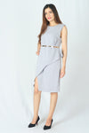 เดรสคอกลมเเขนในตัว - Sleeveless Chiffon Midi Dress