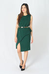 เดรสคอกลมเเขนในตัว - Sleeveless Chiffon Midi Dress