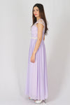 ชุดราตรียาว - Lace Cap Sleeve Evening Party Maxi Dress