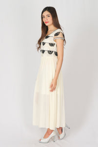 ชุดราตรียาว - Lace Cap Sleeve Evening Maxi Dress