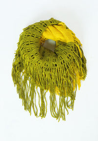 ผ้าพันคอไหมพรมทรงอินฟินิตี้ทูโทน - Warm Knit Infinity Scarf With Tassels