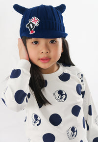 หมวกไหมพรม หมวกแก็ปไหมพรม สำหรับเด็ก - Winter Monster Eyes Visor Knit Hat for Boys and Girls