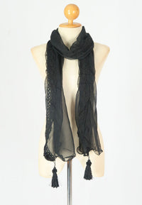 ผ้าพันคอชีฟองแต่งพู่ - Chiffon Lightweight Scarf with Tassels