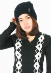 หมวกไหมพรมถักลายเปีย บุขนด้านใน H012- Unisex Cable Knit Fleece Lining Knit Beanie Ski Hat