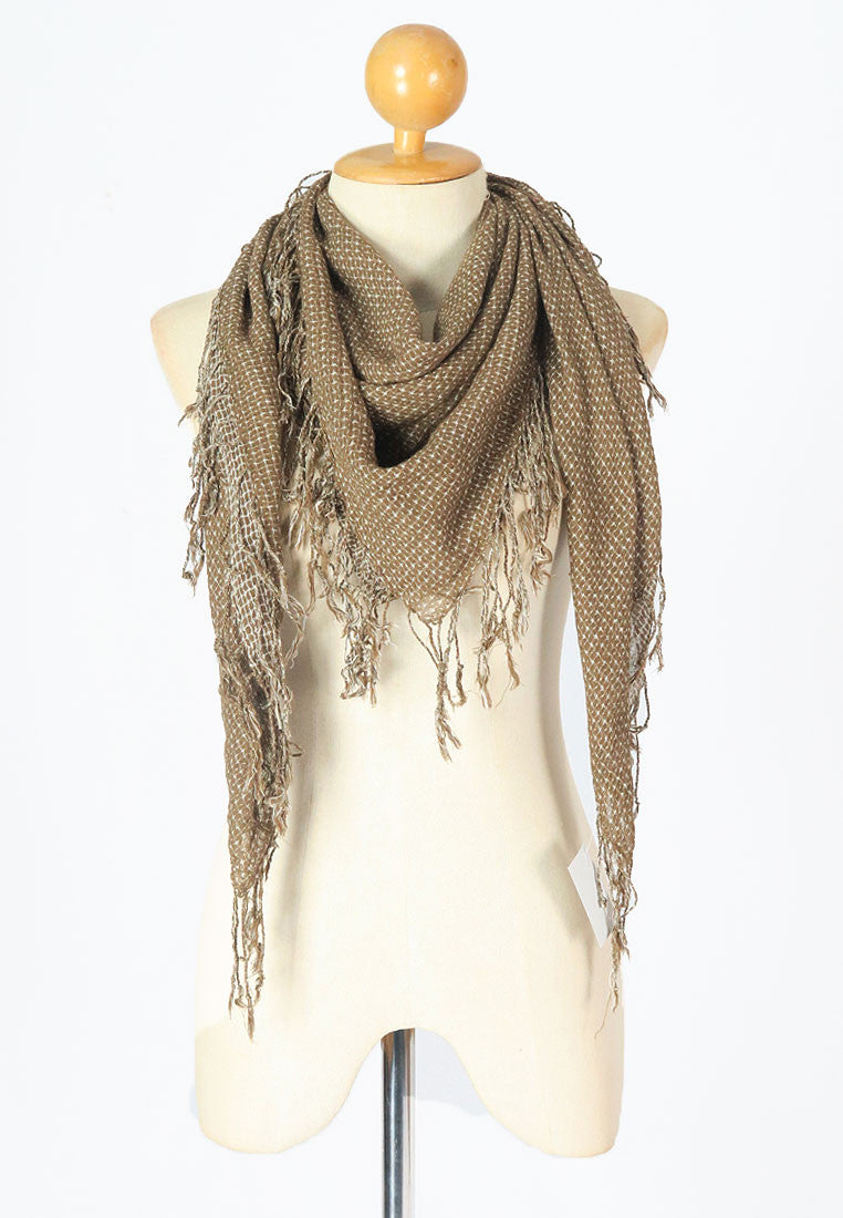 ผ้าพันคอแต่งพู่ - Tassel Leafy Scarf