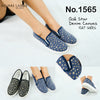 รองเท้าส้นแบนผ้าแคนวาส No.1565 - Gold Star Denim Canvas Flats Shoes