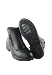 รองเท้าบูท กันหนาว - Modern Low-Heels Flat Leather Ankle Boots