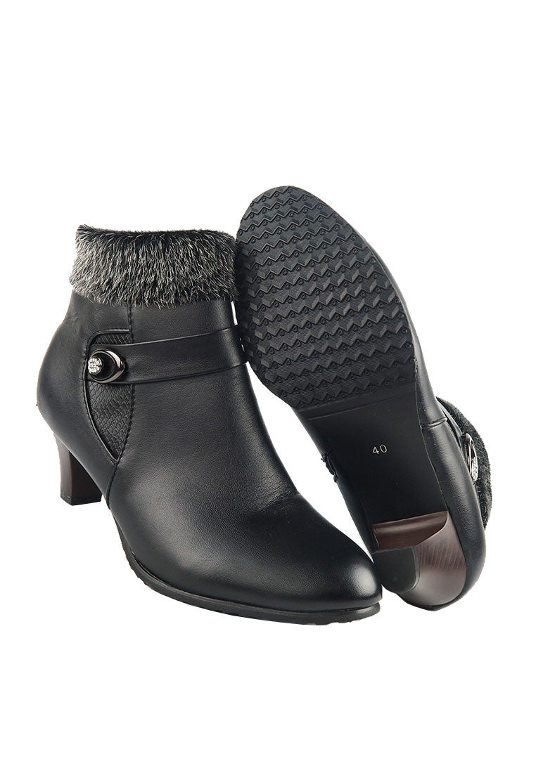 รองเท้าบูทหนังส้นสูง S279 - Genuine Leather Low Heel Ankle Boots